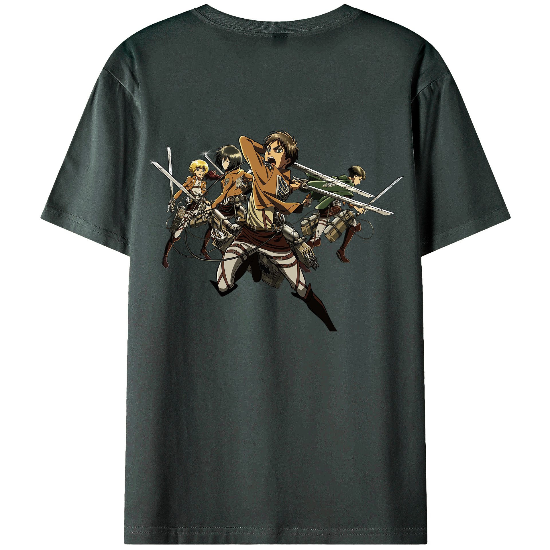 （画像用） 進撃の巨人 エレン･イェーガー Attack on Titan Eren Jäger 綿100％ メンズ半袖Tシャツ（バックプリント） 通気性